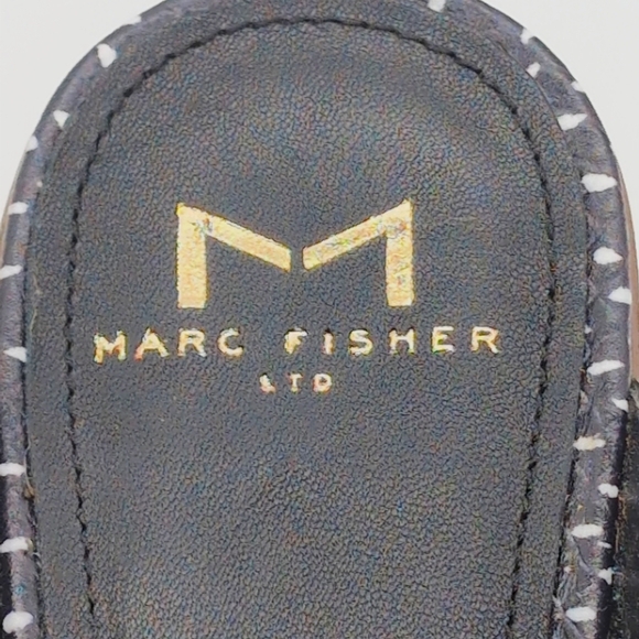 Women's Black and White Polka Dot Heeled Mules Mivolla By Marc Fisher - Picture 9 of 9